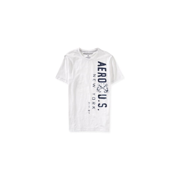 Aeropostale Mens Nueva York Div. Camiseta gráfica 87, blanca, talla extra pequeña Aeropostale Camiseta gráfica