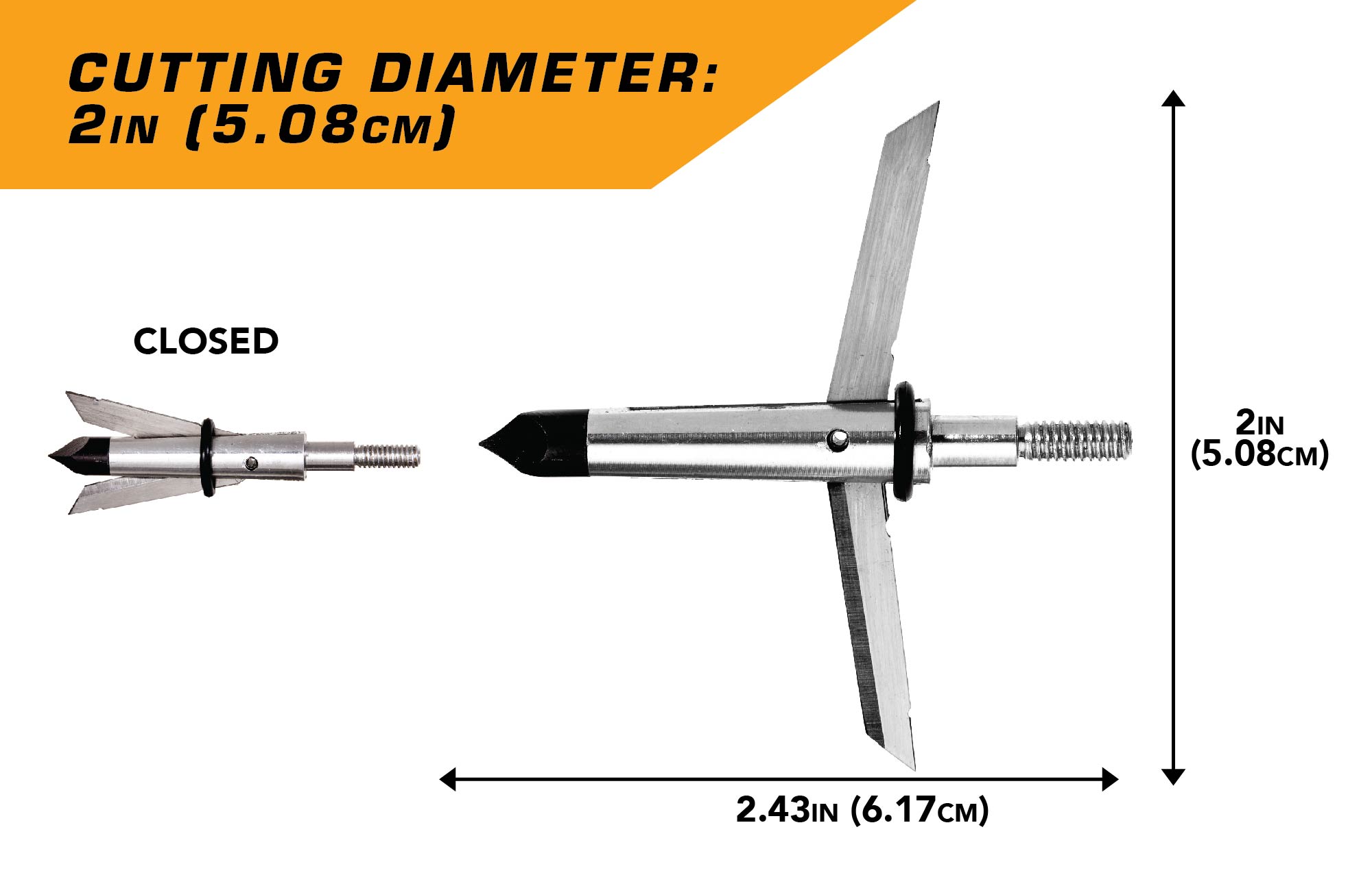 Stryke Expandable Broadheads, 100 Grain, 6-Pack, Aluminum and Steel, 14674KIT, Silver/Black
