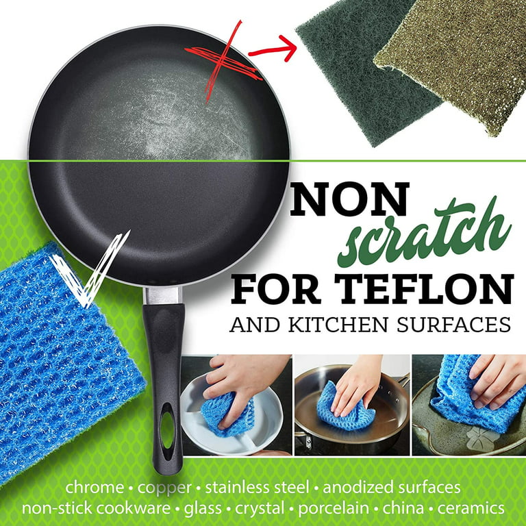 Non Scratch Dish Scrubbers for Cleaning Dishes (3PK) - Reusable Kitchen  Sponge - Replace Dish Sponges for Washing Dishes - Best Household Scrubbing