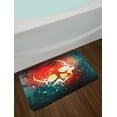 thumbnail image 2 of Skull Bath Mat, Digital Grunge Display over Computer Art Stylized Futuristic Background Graphic, Non-Slip Plush Mat Bathroom Kitchen Laundry Room Decor, 29.5 X 17.5 Inches, Scarlet Teal, Ambesonne, 2 of 2