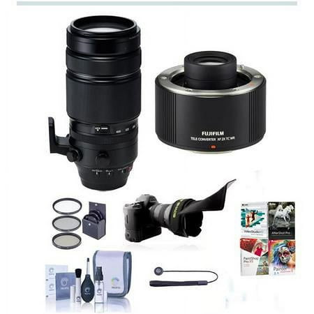 UPC: 0840014181193 | XF 100-400mm f/4.5-5.6 R LM OIS WR Lens  Bundle with Fujifilm XF2X TC WR Teleconverter  Flex Lens Shade  77mm Filter Kit  Cleaning Kit  Lens Cap Tether  Software Kit