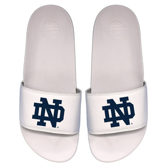Men's ISlide White Notre Dame Fighting Irish Primary Logo Motto Slide Sandals