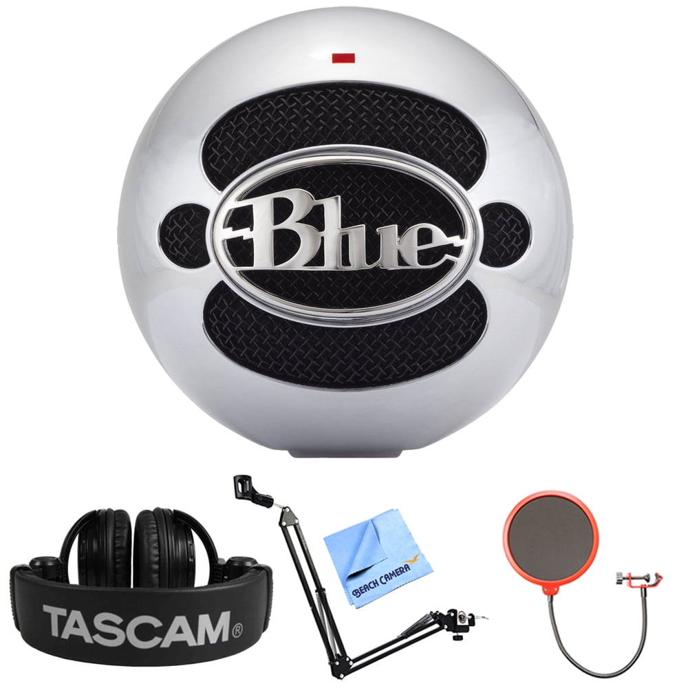 Blue Microphones Snowball USB Microphone, Aluminum (SNOWBALLALUMINUM) + Tascam Closed-Back