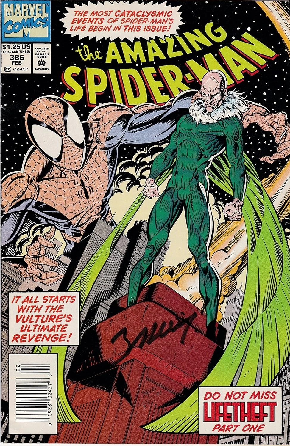 Amazing Spider-Man #386 Signed by Mark Bagley VERY FINE