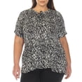 thumbnail image 1 of White Mark Blouse à Manches Courtes Imprimée à Col Noué, Grande Taille pour Femmes, 1X-3X, 1 of 6