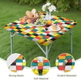thumbnail image 4 of Rainbow Checkered Pattern Square Fitted Tablecloth with Elastic Edge,Square Table Cover,Washable Elastic Table Cover for Home Kitchen Party Decor 36"x36", 4 of 6