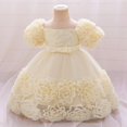 thumbnail image 4 of Toddler Girl Flower Dress Puffy Sleeve Party Gown Elegant Tulle Ruffle Birthday Outfit for Special Occasions Wedding Pageant, 4 of 5
