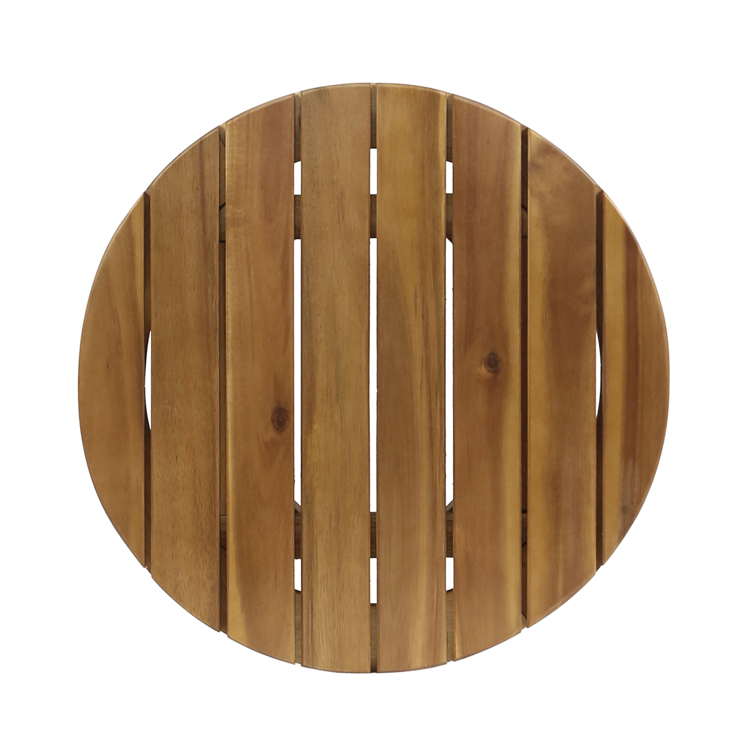16 Inch Outdoor Acacia Wood Side Table with Teak Finish, Rustic Slat Top Patio End Table, Weather Resistant Solid Wood Side Table for Backyard Garden Porch