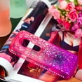 thumbnail image 4 of FIEWESEY For Motorola E5 Play Phone Case Moto E5 Cruise Glitter Case Sparkle Glitter Flowing Liquid Quicksand with Shiny Bling Diamond Women Girls Cute Phone Case For Motorola E5 GO - Pink+Purple, 4 of 7
