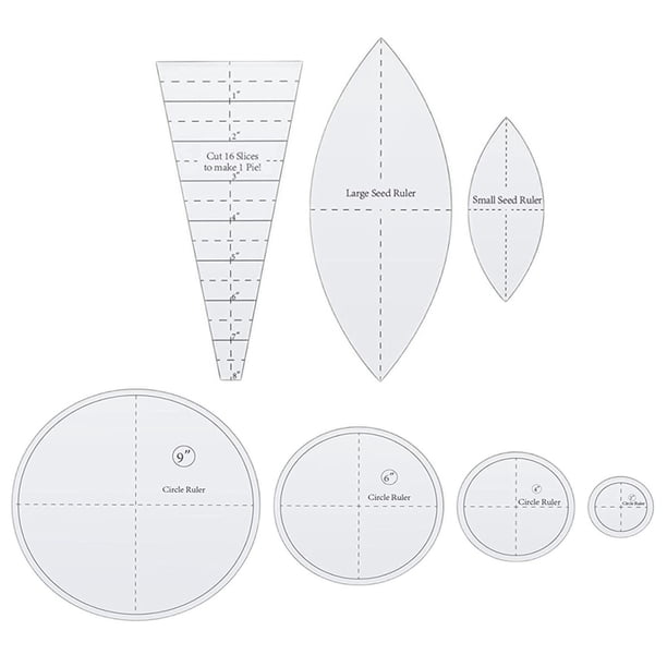 Injueey Kit de plantillas, regla de corte de bordado de acolchado acrílico, sastre portátil reutilizable, costura artesanal artesanal Artesanía 7 piezas/juego