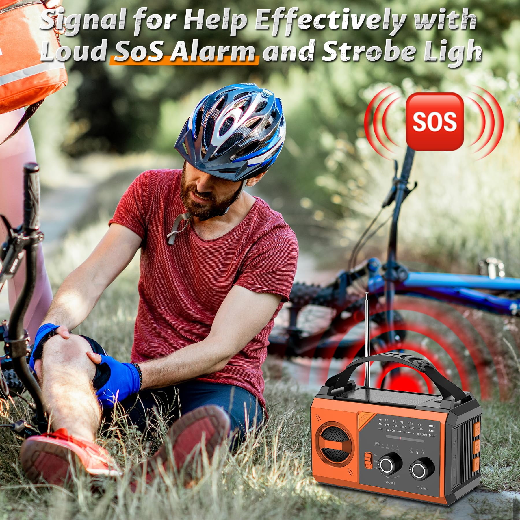 KOGYAS Weather Radio,20000mAh Solar Hand Crank Emergency Portable Radio with Bluetooth 5.3,Battery Powered AM/FM/NOAA Weather Alert with Flashlight,Cell Phone Charger and SOS Siren for Power Outages