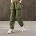 thumbnail image 2 of Sngxgn Women's Juniors Baggy Cargo Pants Low Waist Straight Wide Leg Vintage Trousers Streetwear(Green,M), 2 of 6