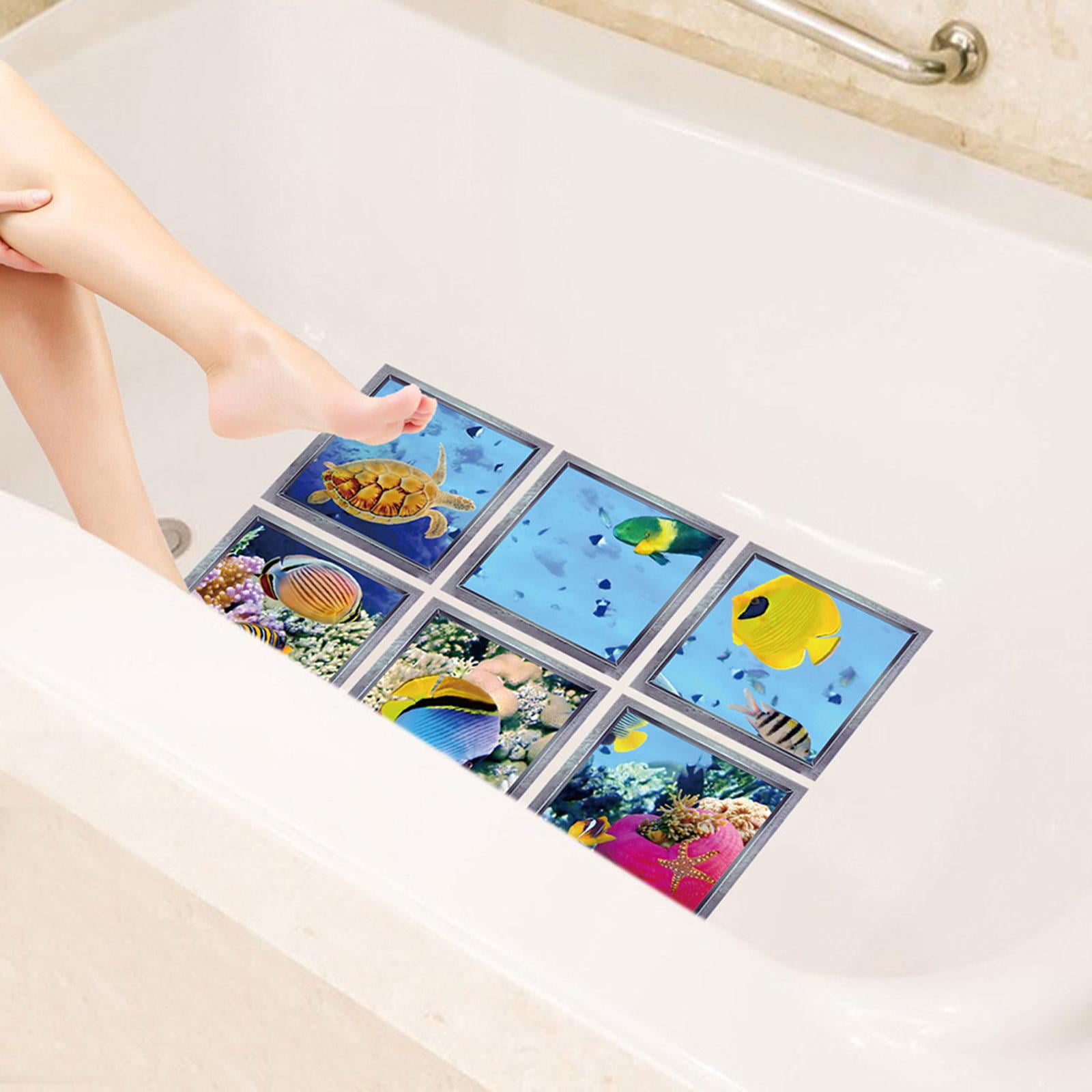 6x Non Slip Bath Tub Stickers,Sea Turtle Bathtub Appliques,Underwater
