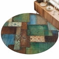 thumbnail image 2 of Round Area Rugs 4Ft, Color Block Boho Non-Slip Washable Circle Rugs Carpet, Geometric Vintage Botanical Indoor Outdoor Rug Floor Mats Throw Runner for Bedroom Living Room Bathroom, 2 of 8