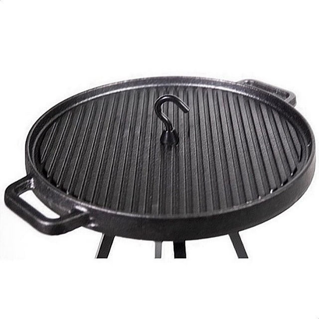 TITM Fire Pit Log Stand's Cast Iron Reversible Griddle/Skillet(Only Log And Cooking Stand That Fits All Round, Square, Bottomed, and Bottomless Fire Pits)