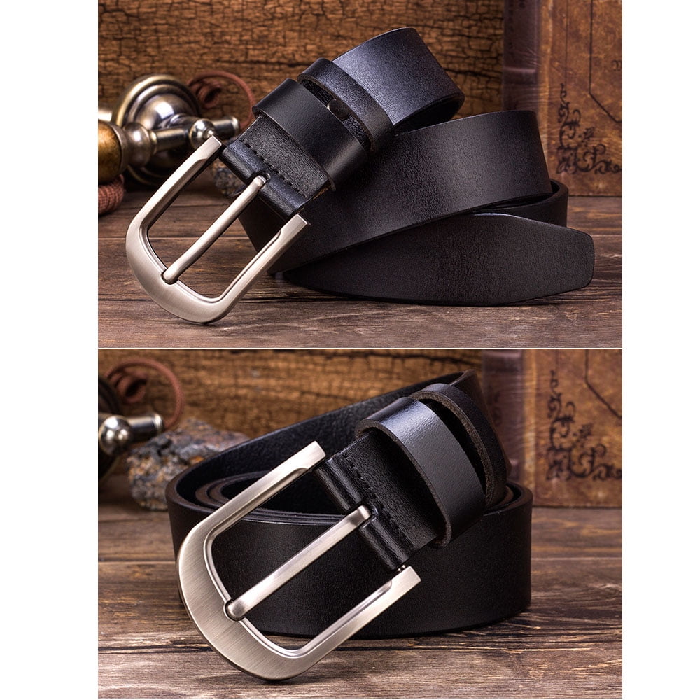 Costyle Mens Genuine Leather Belt Belts With Classic Silver Buckle, Brown 