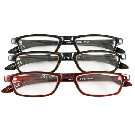 Half Eye Style Magnifying Reading Glasses +3.0 Set of 3 Pairs ValuPac