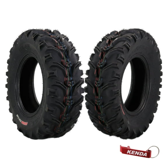 Kenda Bearclaw K299 - 25x8-12 Front Tires for All Terrain (ATV), UTV, and Side by Side (SxS) Vehicles - 6-Ply - Bear Claw 25x8x12 with Kenda Keychain (2-Pack)