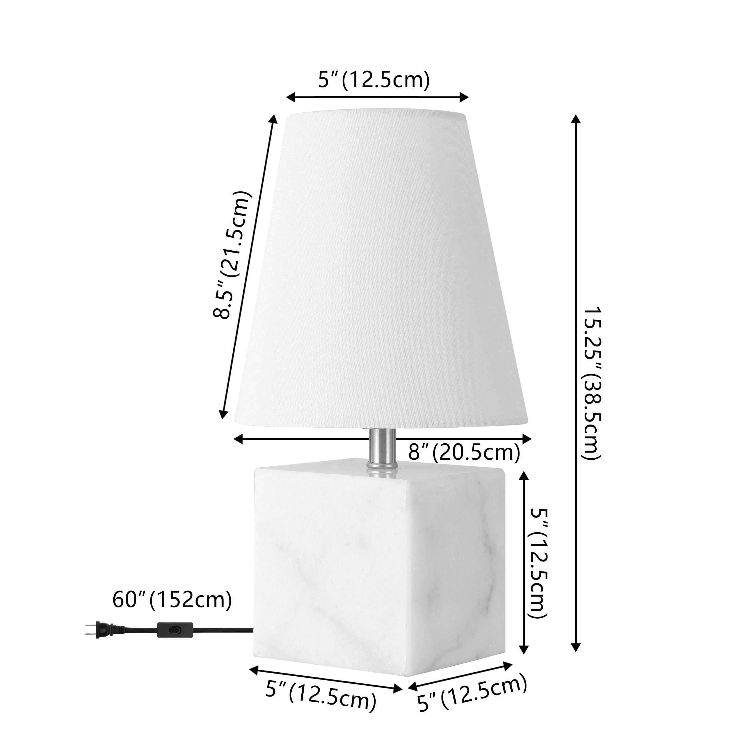 Safavieh Lou 8" Mid-Century Marble Table Lamp, White