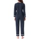 thumbnail image 3 of INSPIRAR CHIC Pijamas de Algodón para Mujeres, Conjuntos de Ropa de Dormir de Manga Larga con Pantalones y Bolsillos, Talla XS, Color Marino, 3 of 6