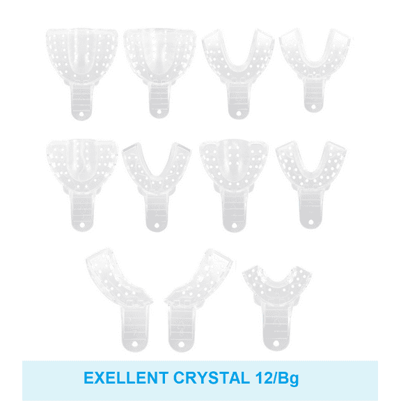 Dental Impression Trays Excellent Crystal Clear Disposable 12/Bg #7 Upper Right/Lower Left