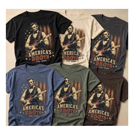 Abraham Lincoln Guitar T-Shirt, America 250th Patriotic Music 1776-2026 Tee