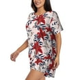 thumbnail image 2 of Kdxio Lilies Flowers Print Pajamas Sets for Women Short-Sleeved Pjs with Lounge Shorts Two Piece Sleepwear S-4XL, 2 of 9