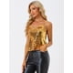 thumbnail image 2 of Camisola Brillante con lentejuelas Allegra K Del Día De San Patricio para Mujer Dorado L, 2 of 6