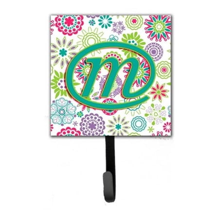 Carolines Treasures Letter M Flowers Pink Teal Green Initial Leash & Key Holder