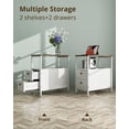 thumbnail image 3 of EvaStar Home 2PCS Side Table with Charging Station, Narrow Nightstand with 2 Drawers, Living Room End Table with Storage, Slim Bedside Table for Small Spaces, White, 3 of 7
