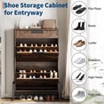 thumbnail image 4 of Garvee Vintage Farmhouse Shoe Storage Cabinet with 2 Flip Lids, 1 Drawer, Adjustable Shelves, Narrow Entryway Organizer, Freestanding, Vintage, 4 of 9