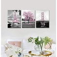 thumbnail image 5 of Wall Art for Bedroom Pink Tree Paris Eiffel Tower Golden Gate Bridge Romantic Black and White City Poster Bathroom Pictures Prints On Canvas for Living Room Decor, 5 of 6