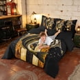 thumbnail image 4 of Manfei USA Flag Fish Full Size Bedding Sets, Rustic Farmhouse Full Size Bed in a Bag, Gold Black Brown, Black Reversible 7 Pieces, 4 of 6