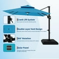 thumbnail image 2 of 10 ft Solar Lights Cantilever Patio Umbrella with Base Included, 360° Rotation Offset Umbrella, Easy Crank & Tilt Adjustment, UV Protection for Backyard, Poolside, Deck -Turquoise, 2 of 8