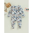 thumbnail image 4 of Bagilaanoe Newborn Baby Girl Boys Footed Jumpsuit Print Long Sleeve Bodysuit 3M 6M 12M 18M Infant One Piece Romper, 4 of 9