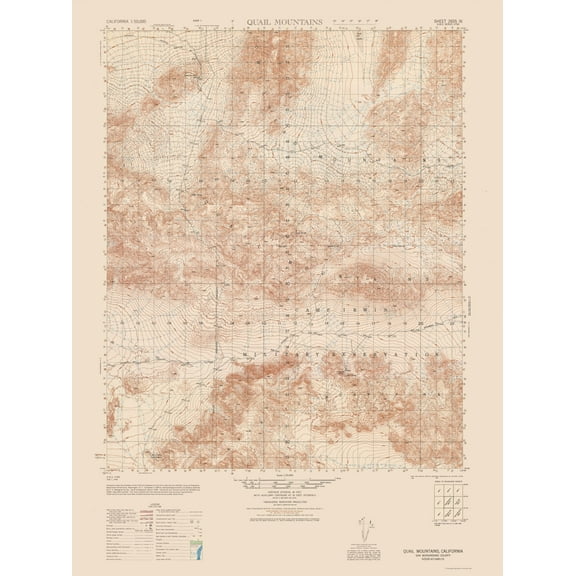 Topographical Map - Quail Mountains Sheet - US Army 1948 - Vintage Wall Art