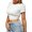 White, variant on Honeeladyy Women's Casual Basic Short Sleeve Round Neck Short Solid Color Drawstring Side Tee Shirt Top