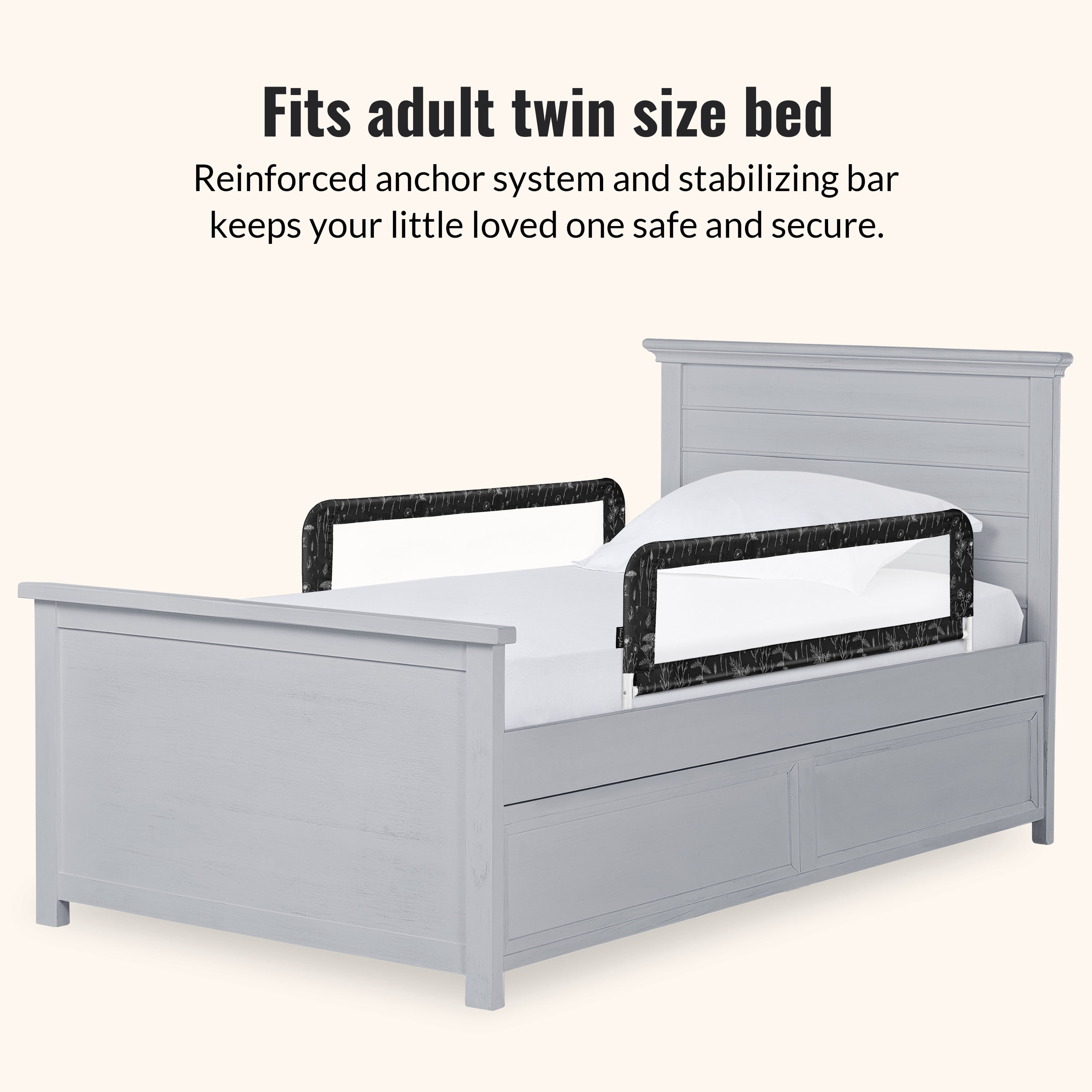 Dream On Me Mesh Security Bed Rails, Double Pack, Black & White