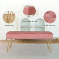 thumbnail image 2 of Kithkasa Modern Tufted Entryway Bench,Velvet Gold Legged for End of Bed,Pink, 2 of 8