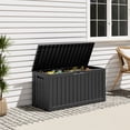 thumbnail image 6 of Nihsuao 80 Gallon Wood-grain Resin Deck Box, Lockable Weatherproof Outdoor Storage Bin for Patio Cushions, Garden Tools, and Backyard Use(Black), 6 of 7