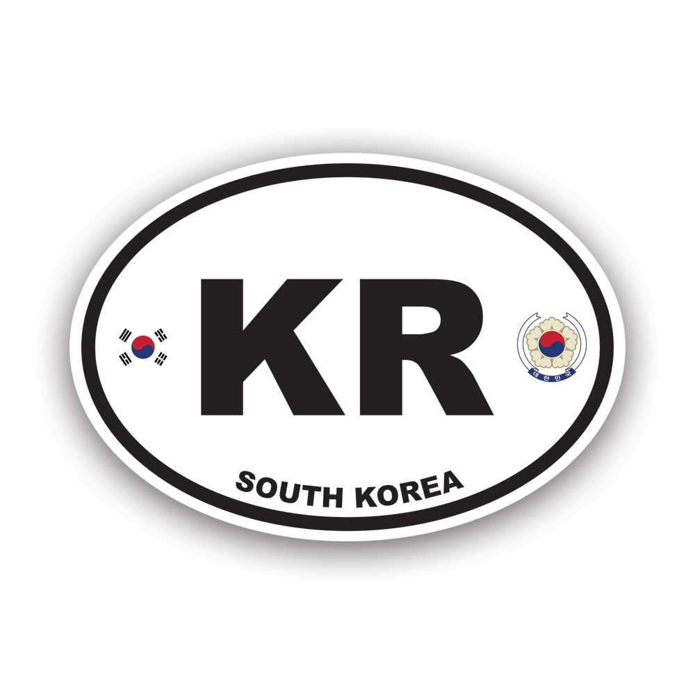 Kr Sticker South Korea Oval Sticker Decal - Self Adhesive Vinyl - Weatherproof ...