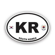 South Korea Oval Sticker Decal - Self Adhesive Vinyl - Weatherproof - Made in USA - korean flag country code euro kr v2