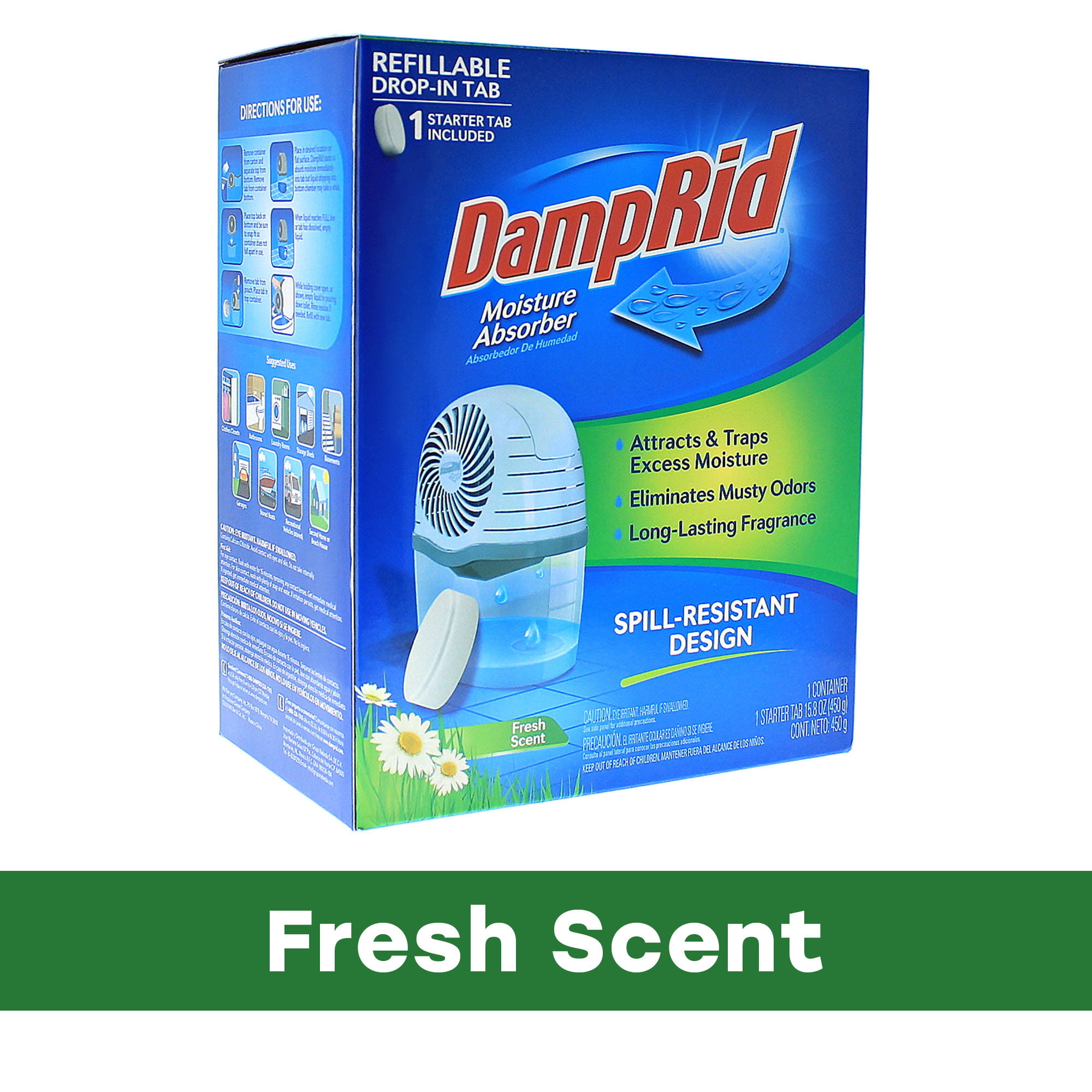 DampRid Fresh Scent Tab Moisture Absorber Starter Kit for Fresher, Cleaner Air - Walmart.com
