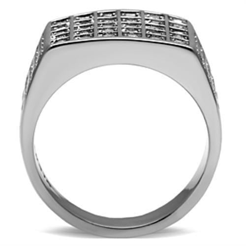TK358 - High polished (no plating) Stainless Steel Ring with Top Grade Crystal in Clear