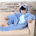 thumbnail image 1 of Stitch Kigurumi Pijamas para niños Ropa de dormir cálida Monos de animales Regalos de Navidad Respetados 130 cm, 1 of 5