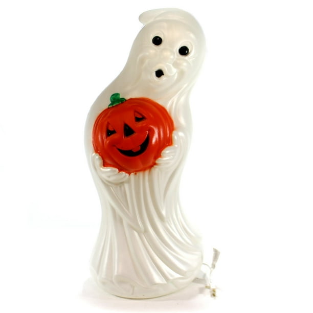 Halloween 33" LIGHT UP GHOST Plastic Lighted Pumpkin Blow Mold Outdoor H7027