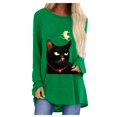 thumbnail image 1 of Mode Femme Décontractée Imprimé Col Rond T-shirt Manches Longues Ample Blouse Chandail, 1 of 1