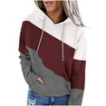thumbnail image 2 of Atogsazn Womens Sweaters Hoodies Casual Colorblock Long Sleeve Hooded Sweatshirts for Woman Clothing Tops 08-Wine M, 2 of 6