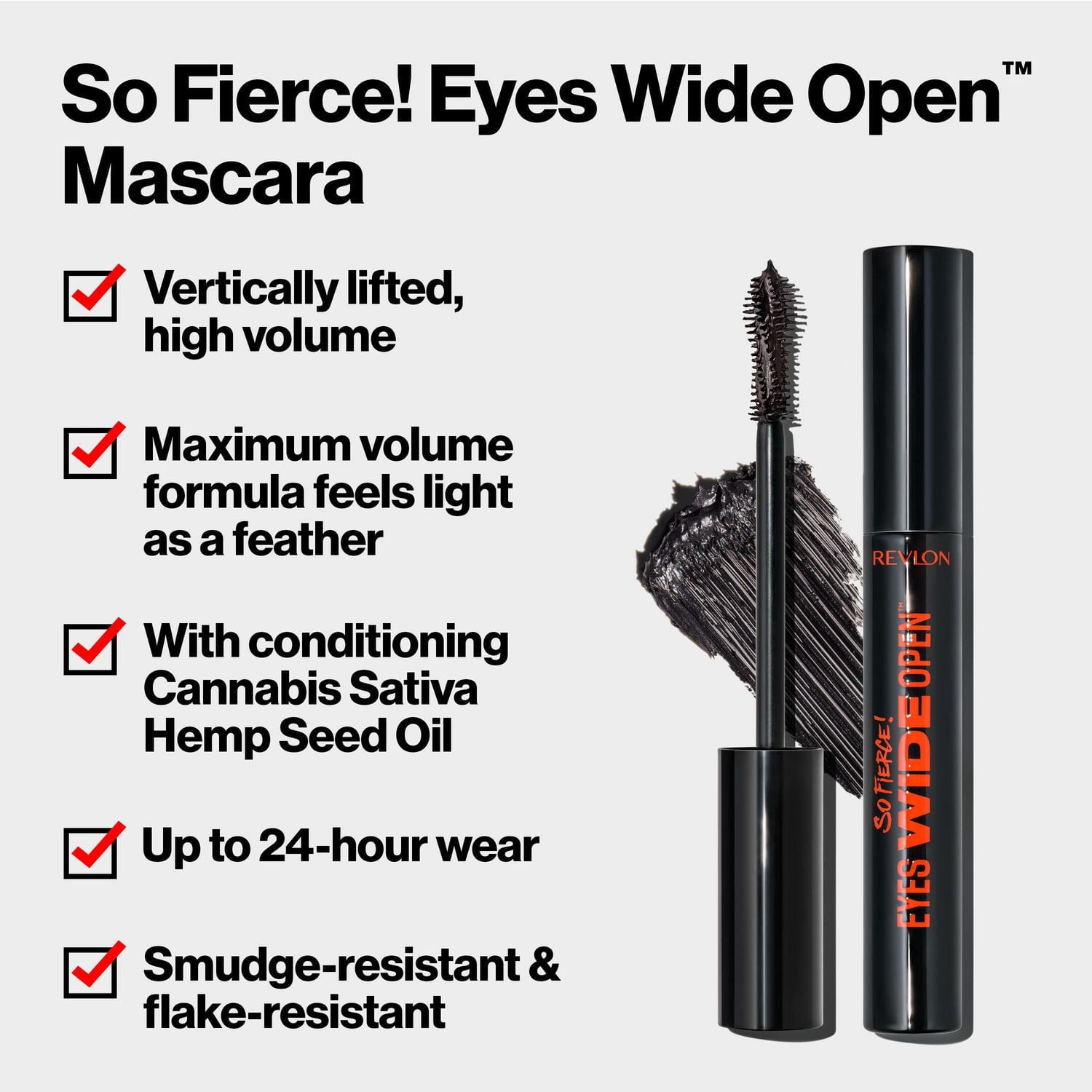 Revlon So Fierce! Eyes Wide Open, Extreme Volume Longwear Mascara, 24hr Wear