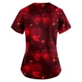 thumbnail image 3 of Valentines Day Scrub Tops for Women Hoilday Short Sleeve Cute Love Heart Printed Scrubs Casual V Neck Scrub Shirts Medical Nurse Workwear Nursing Uniform with Pockets Wine 3XL, 3 of 3